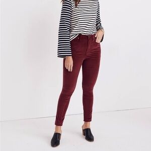 NWT Madewell 10" High-Rise Skinny Jeans‎ in Stretch Velvet Edition Size 28